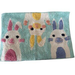 Easter Colorful Bunny-Themed Plush Rug/Mat 27"x19" Soft Polyester